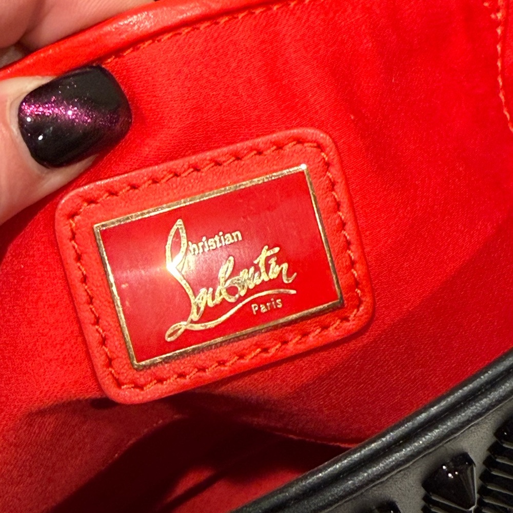 NWT Christian Louboutin Black Spiked Leather Bag - Picture 9 of 10